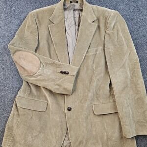 Hardwick Corduroy Sport Coat Blazer Mens 46L Tan Elbow Patches USA Academic Prep